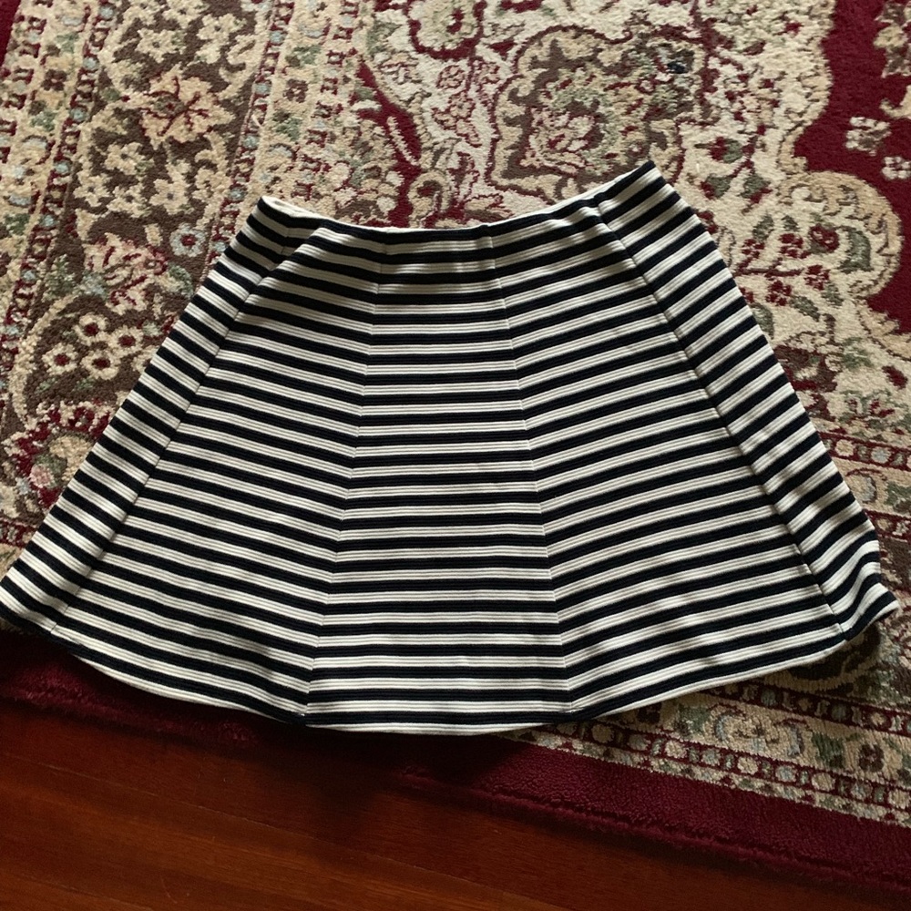 Navy blue and white striped skirt